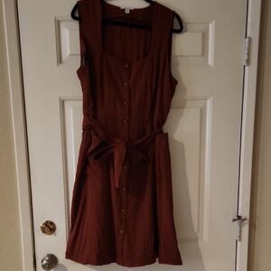 Nine West Sleeveless Rust Button-Front Dress